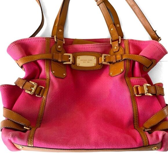 Michael Kors Large Gansevoort Canvas Leather Tote Bag - Picture 3 of 9